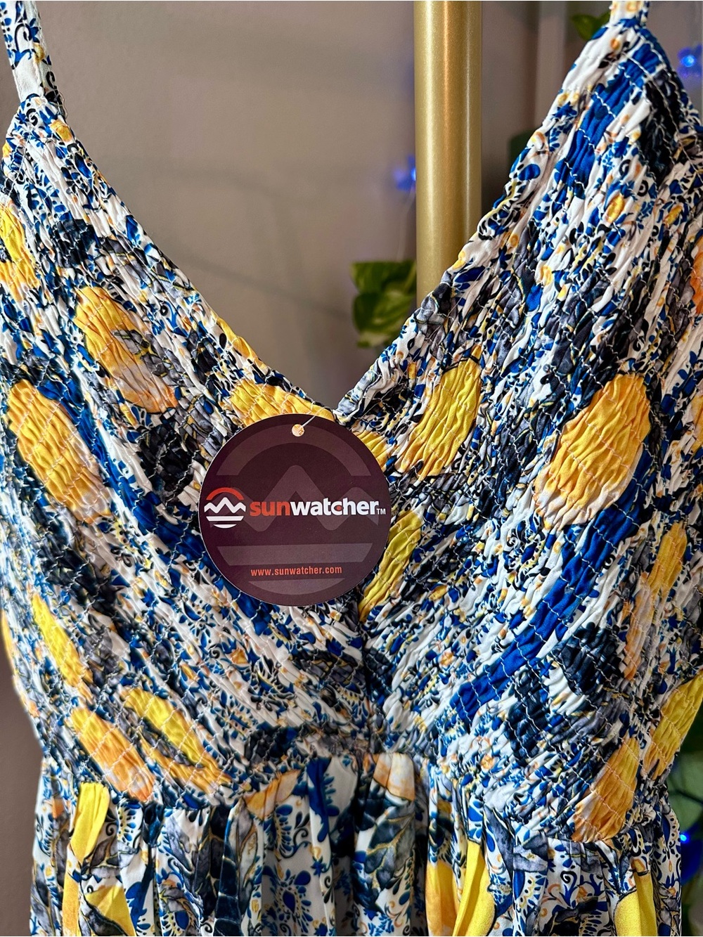 Yellow & Blue Lemon Print Maxi Dress - Picture 5 of 7